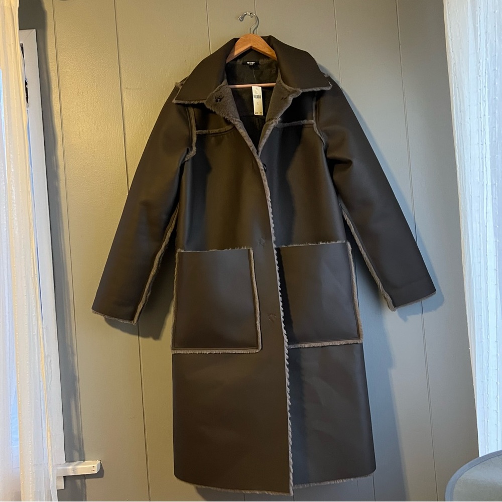 Anthropologie Brown Trench Coat with Tailored Fit and High Collar - Picture 11 of 11